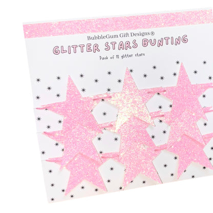 Pink Christmas glitter stars mini bunting seasonal fireplace decor pink star garland party shelf cute hanging stars sparkly decorations