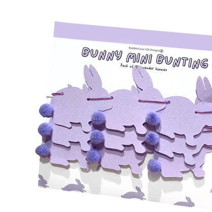 Mini purple bunny garland, Bunny rabbit Easter garland, Pastel purple bunnies with cute pom pom tails