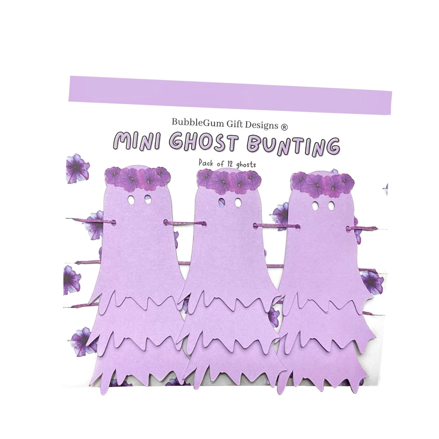 Halloween decoration mini ghost bunting, Cute ghost with flower crown Halloween garland, inspired by Dia de los Muertos