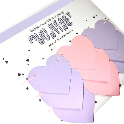 Heart garland Date night ideas heart mini bunting Pink and purple heart decoration love hearts garland for the two of us