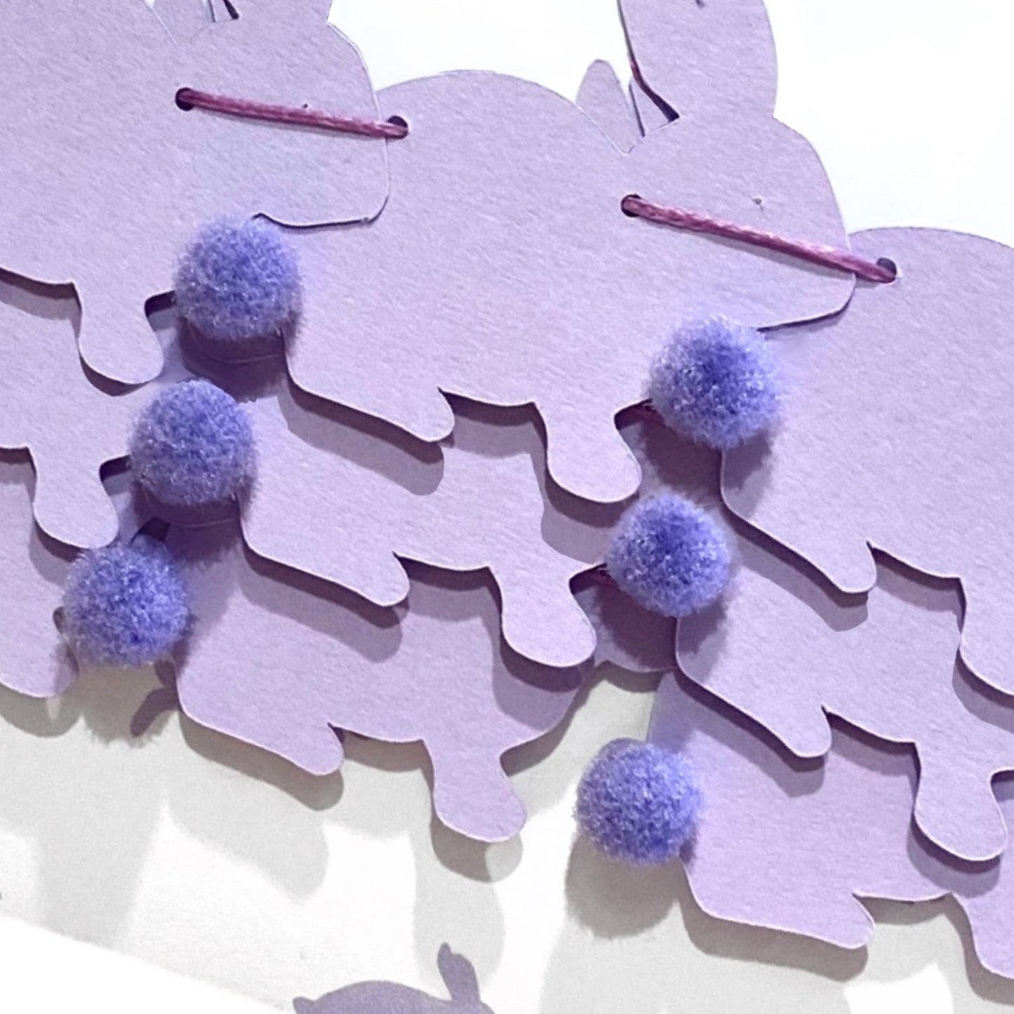 Mini purple bunny garland, Bunny rabbit Easter garland, Pastel purple bunnies with cute pom pom tails