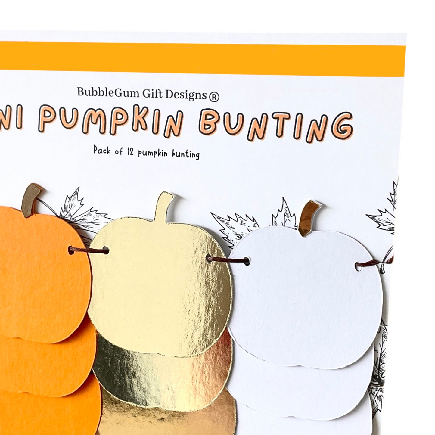 Mini Trio of pumpkins bunting, Orange white gold cute pumpkins for Autumn, Little pumpkin decorations