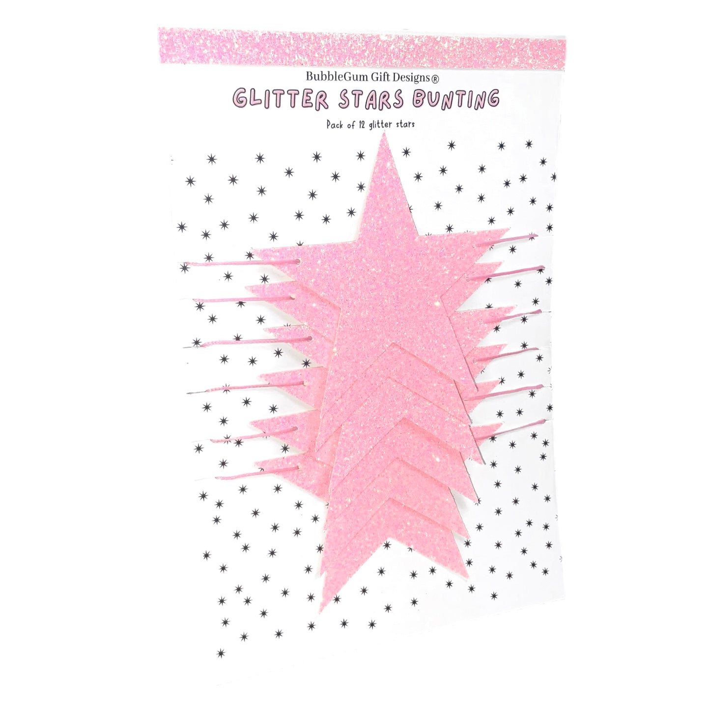 Pink Christmas glitter stars mini bunting seasonal fireplace decor pink star garland party shelf cute hanging stars sparkly decorations