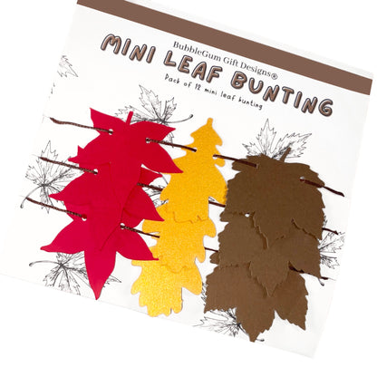 Mini garland Autumn leaves, red sweet gum, golden oak, brown sycamore bunting