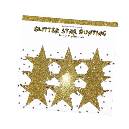 Gold glitter stars garland, New Years Eve celestial decorations, Sparkly gold Christmas stars, 2 sizes available