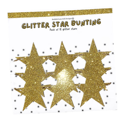 Gold glitter stars garland, New Years Eve celestial decorations, Sparkly gold Christmas stars, 2 sizes available