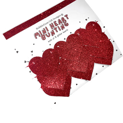 Mini red glitter heart garland, Sparkly hanging hearts kids Valentines day decor, Cute Valentines garland