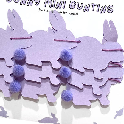 Mini purple bunny garland, Bunny rabbit Easter garland, Pastel purple bunnies with cute pom pom tails