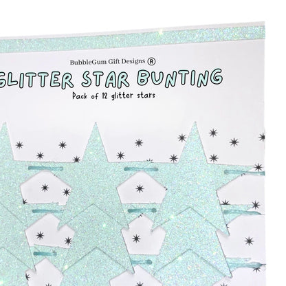 Light blue glitter star garland, Celestial baby shower bunting with 2 sizes available