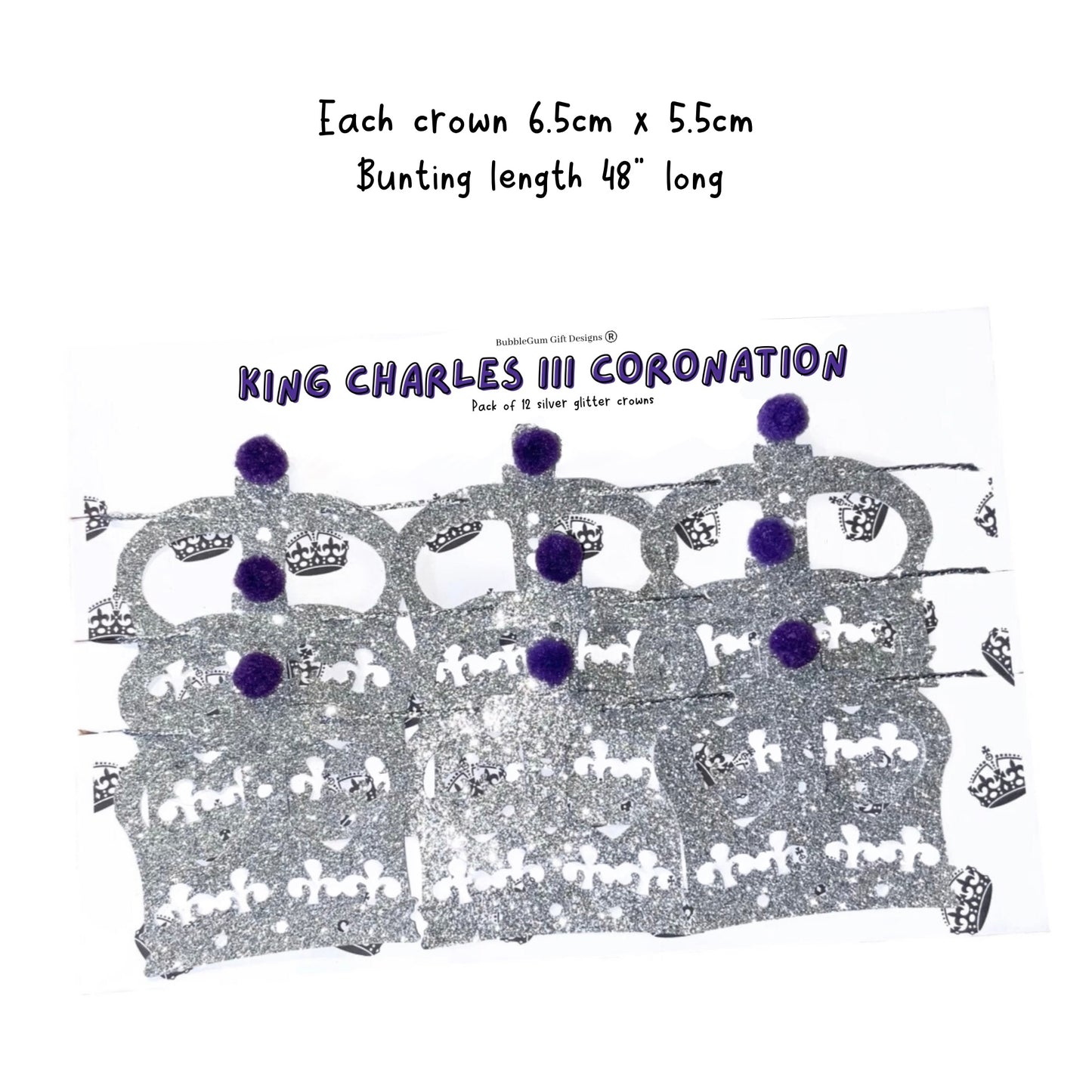 King Charles III Coronation party Operation Golden Orb mini crown bunting - Imperial state crown