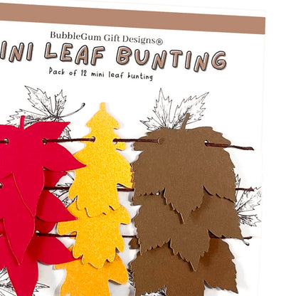 Mini garland Autumn leaves, red sweet gum, golden oak, brown sycamore bunting