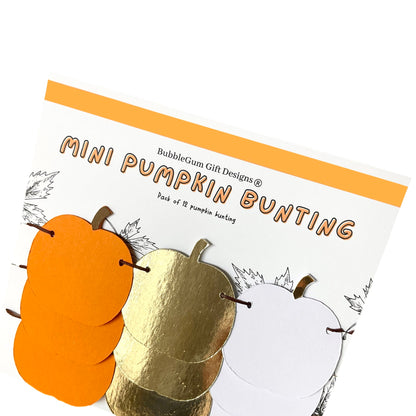 Mini Trio of pumpkins bunting, Orange white gold cute pumpkins for Autumn, Little pumpkin decorations