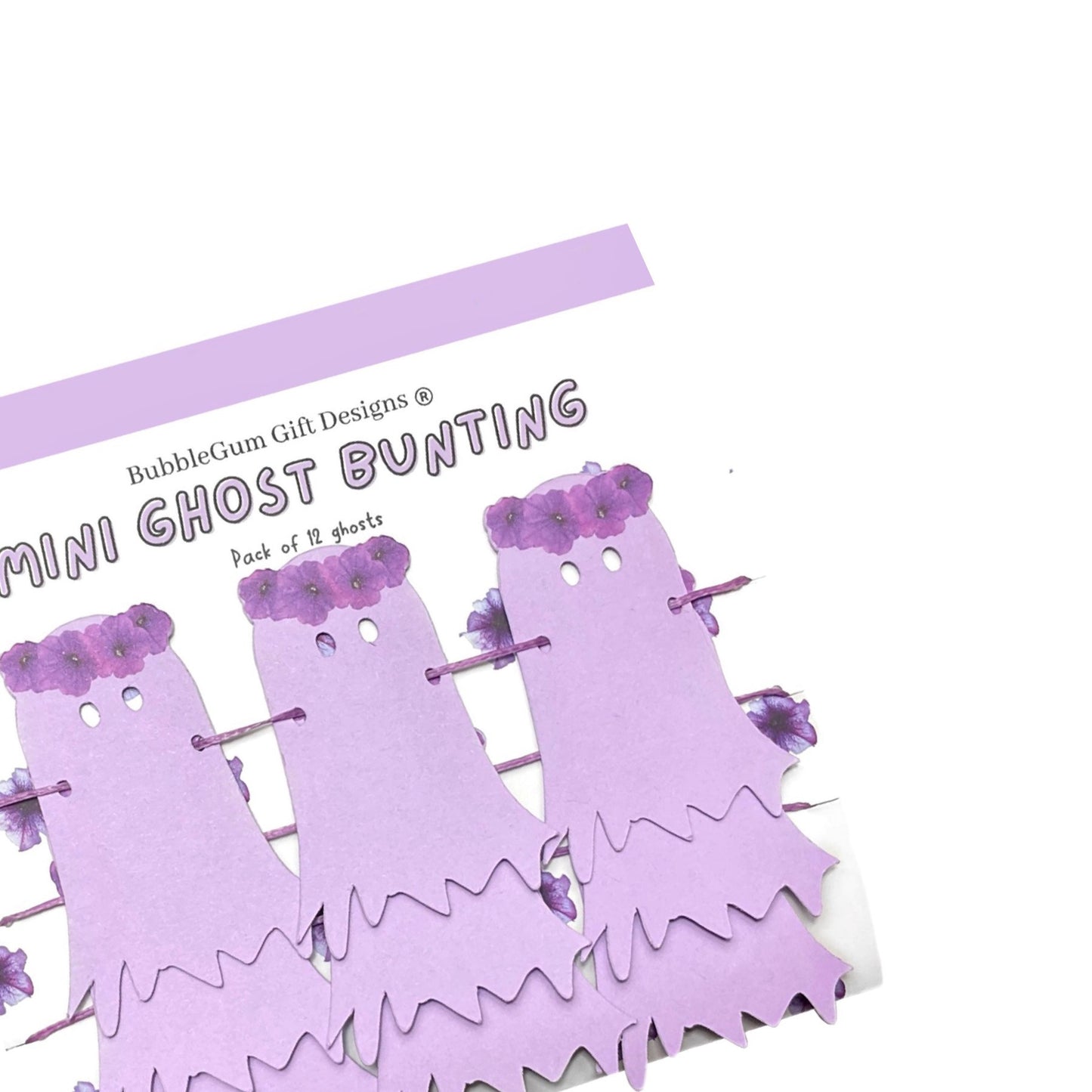 Halloween decoration mini ghost bunting, Cute ghost with flower crown Halloween garland, inspired by Dia de los Muertos