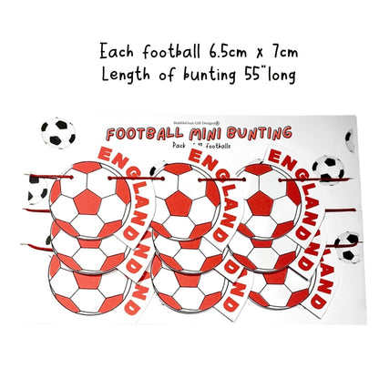 Football mini bunting England wording red and white sport party decorations football themed Championship footy fan garland World Cup