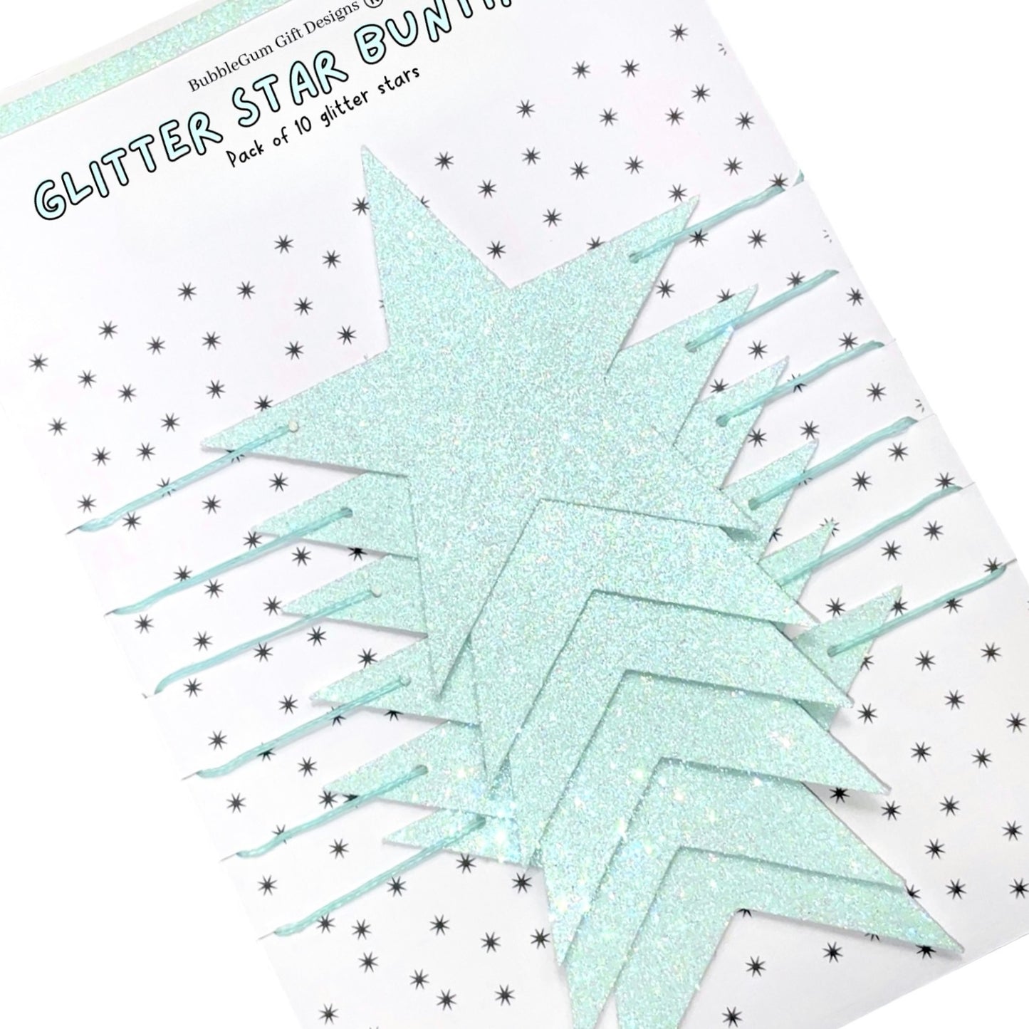 Light blue glitter star garland, Celestial baby shower bunting with 2 sizes available