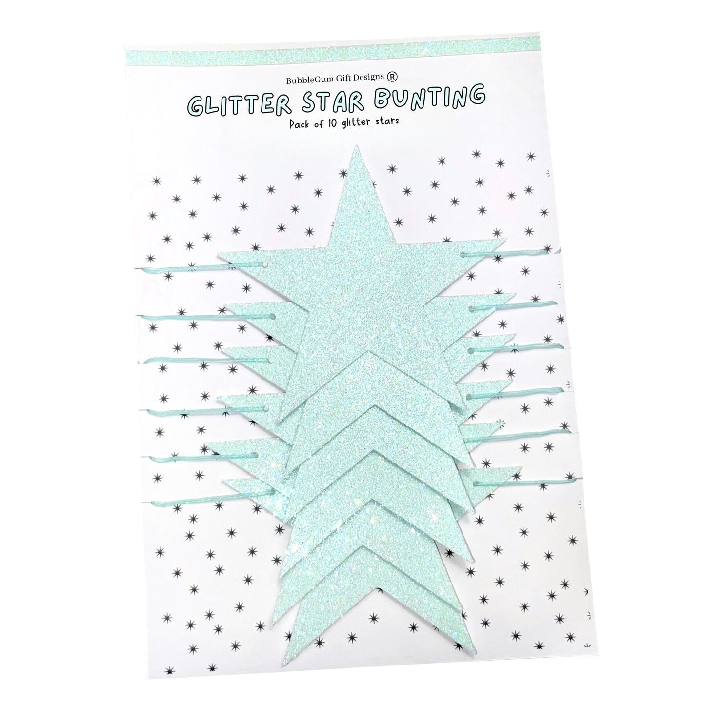 Light blue glitter star garland, Celestial baby shower bunting with 2 sizes available