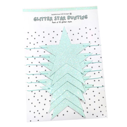 Light blue glitter star garland, Celestial baby shower bunting with 2 sizes available