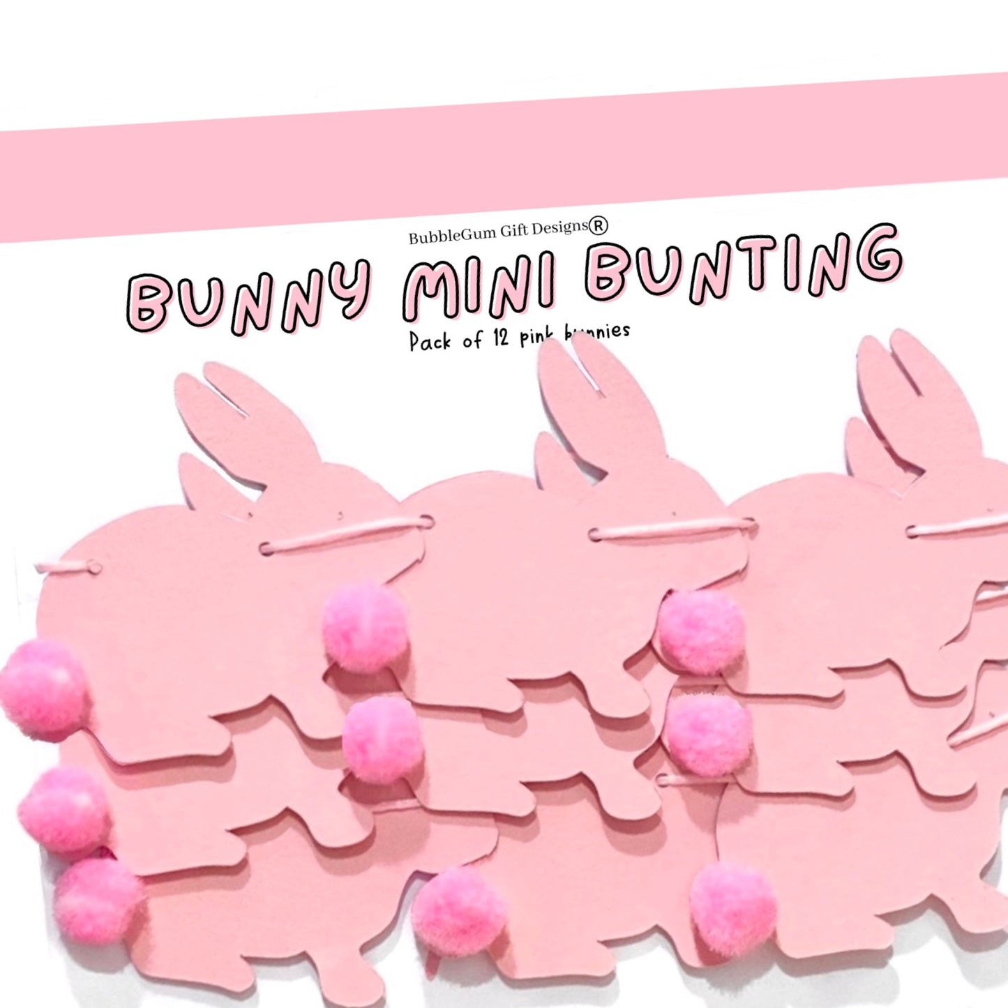 Pink rabbits Easter decoration Spring bunnies fluffy pink Pom Pom tails