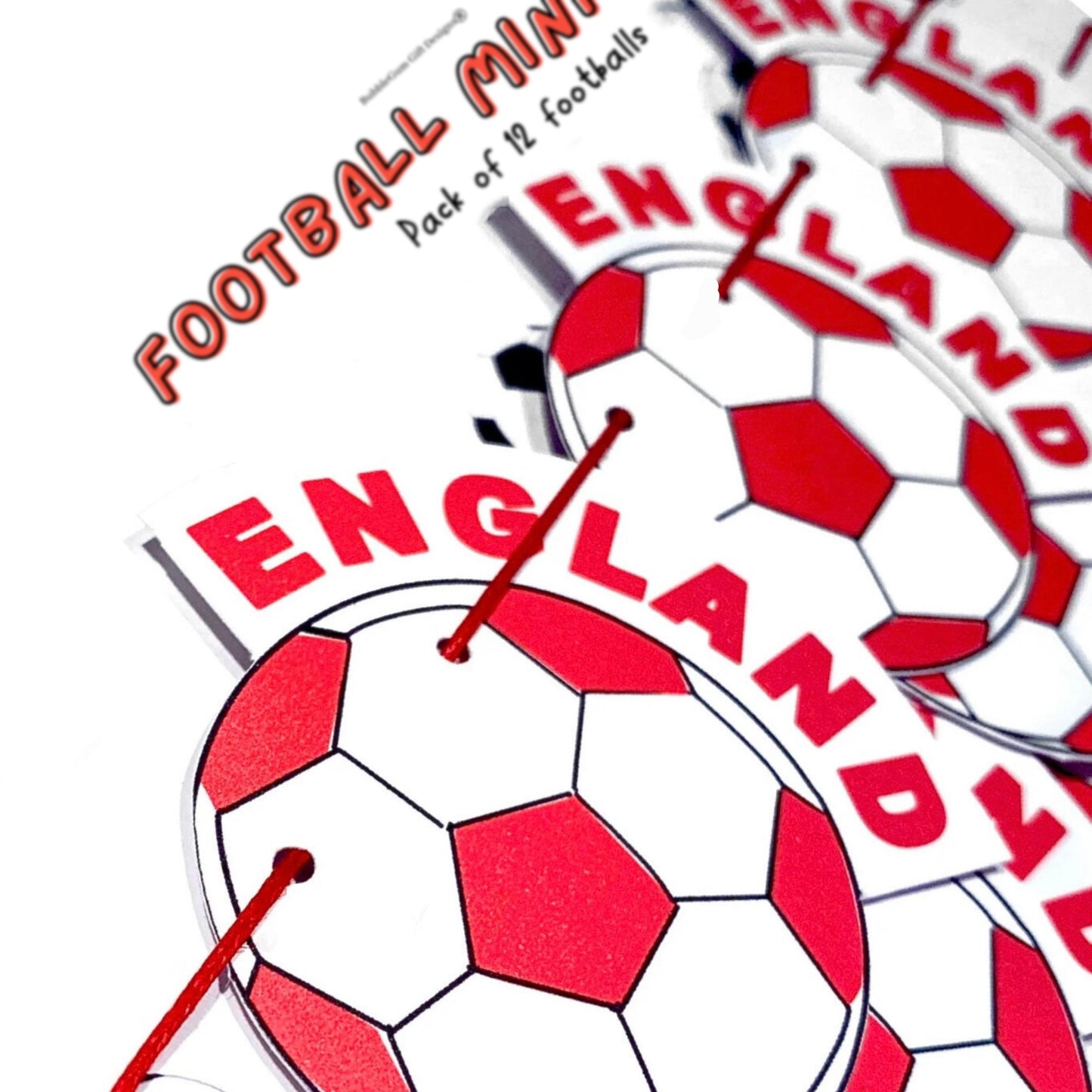 Football mini bunting England wording red and white sport party decorations football themed Championship footy fan garland World Cup