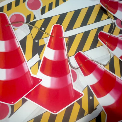 Traffic Cone Bunting (Choose String Colour) – Construction Garland