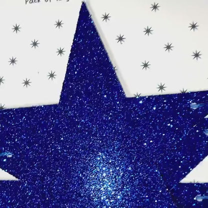 Royal blue glitter star garland, 21st birthday decorations, celestial decor 21st party decorations - size options