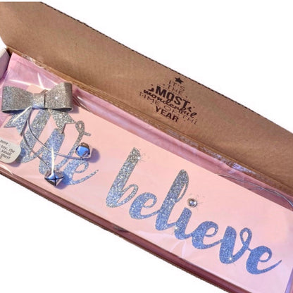 Pink and Silver We Believe Christmas Sign Christmas Eve Box Christmas Decoration Christmas Decor Jingle Bells