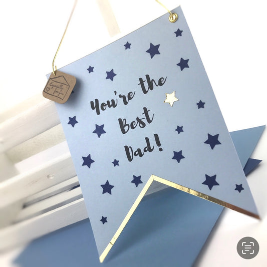 You're the best dad banner flag, Star themed blue wall hanging quote, Fathers Day gifts from kids