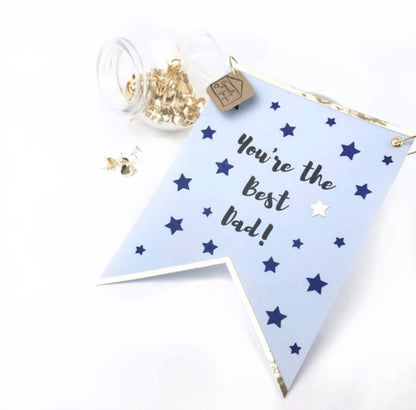 You're the best dad banner flag, Star themed blue wall hanging quote, Fathers Day gifts from kids