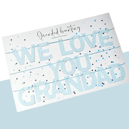 Grandchildren to Grandad I/We love you mini bunting sapphire blue or baby blue