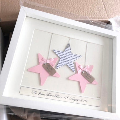 Personalised baby twins keepsake frame, For twins or baby triplets, Precious welcome to the world new baby gift