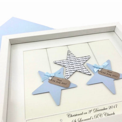 Personalised baby twins keepsake frame, For twins or baby triplets, Precious welcome to the world new baby gift