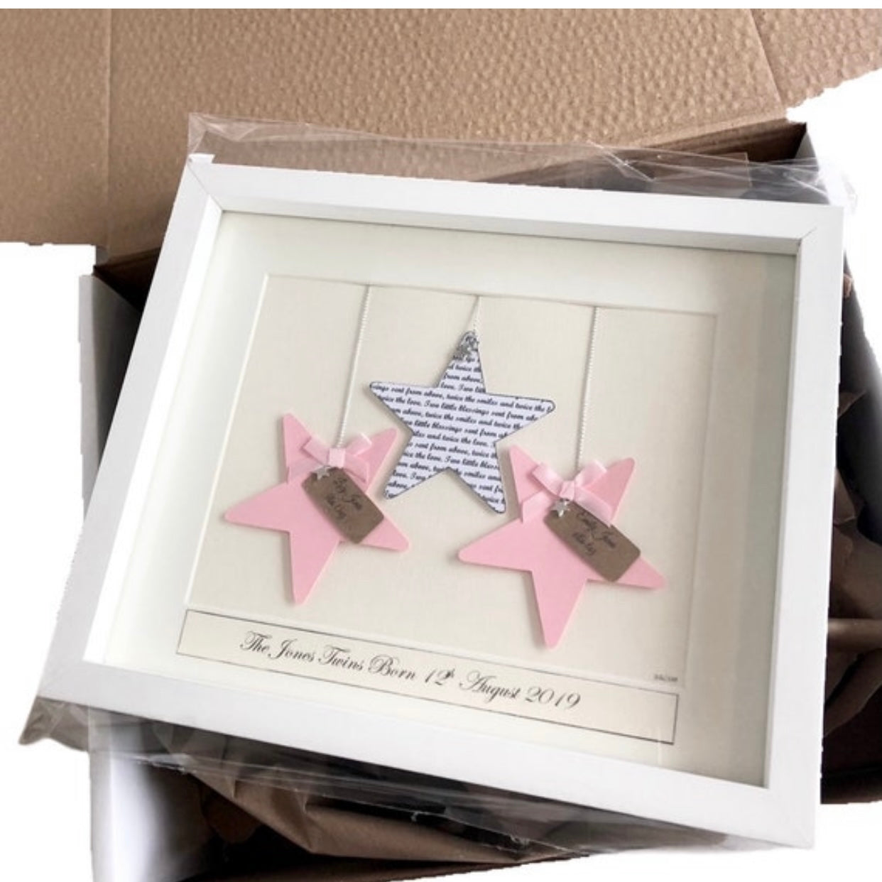 Personalised baby twins keepsake frame, For twins or baby triplets, Precious welcome to the world new baby gift