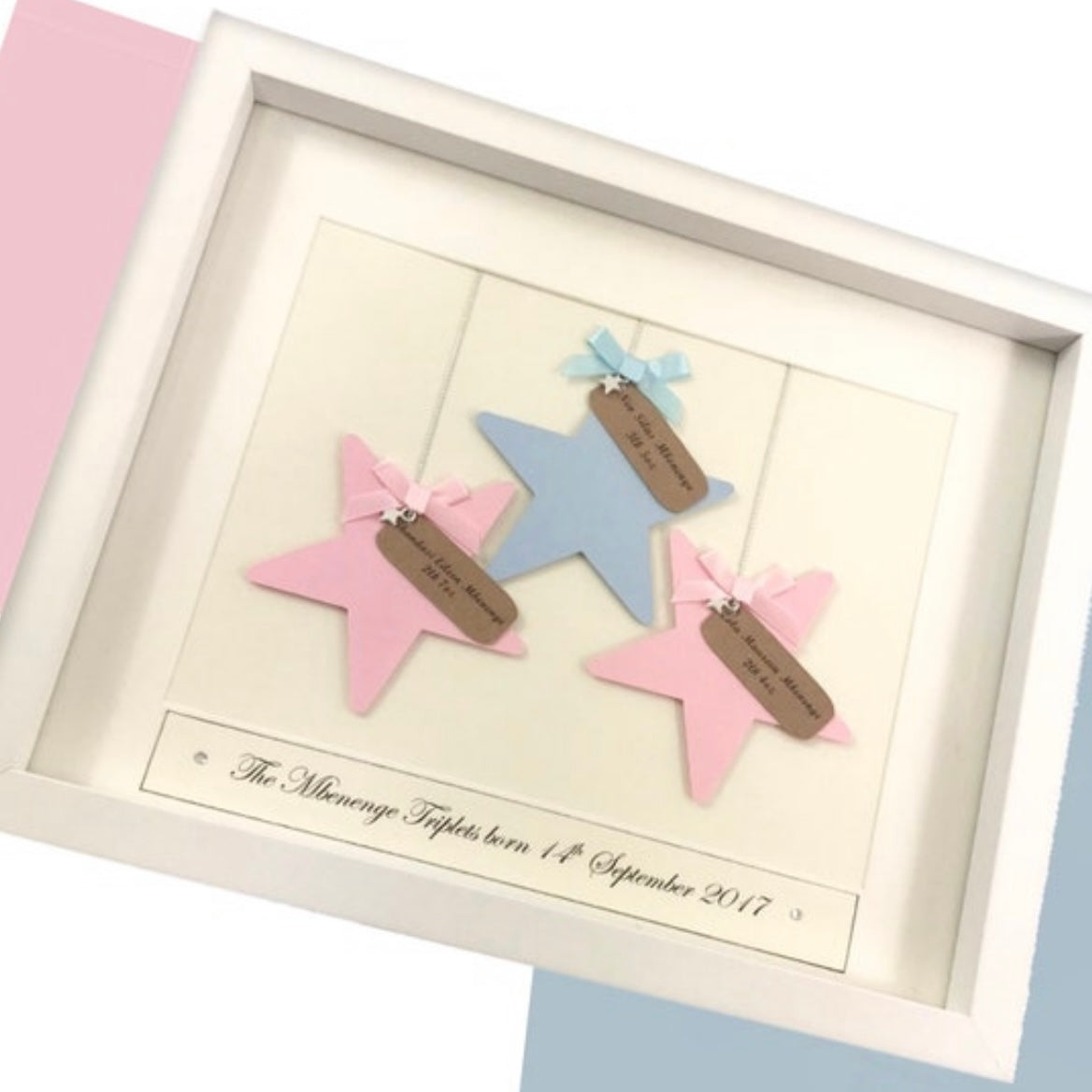 Personalised baby twins keepsake frame, For twins or baby triplets, Precious welcome to the world new baby gift