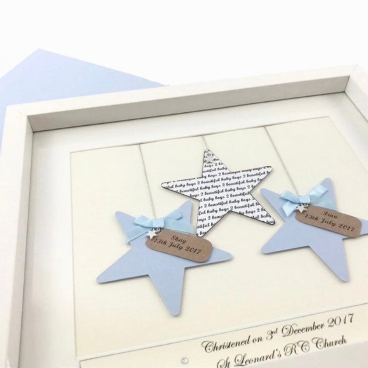 Personalised baby twins keepsake frame, For twins or baby triplets, Precious welcome to the world new baby gift