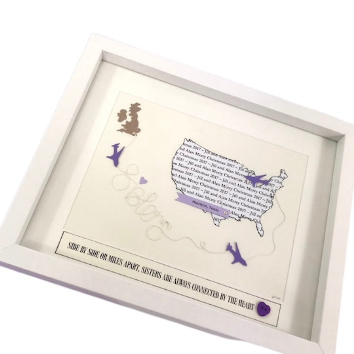 I miss you gift for sister moving away gift Custom map print special sister gift from sister Long distance sister with aeroplanes