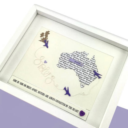 I miss you gift for sister moving away gift Custom map print special sister gift from sister Long distance sister with aeroplanes