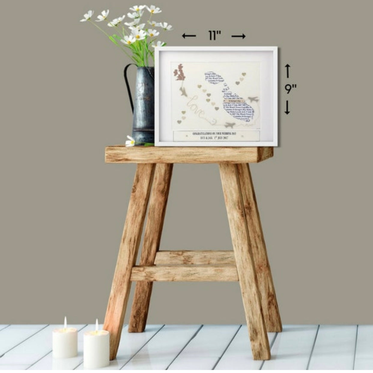 Beach wedding venue Getting married abroad map gift personalised unique gift personalised Bride and Groom