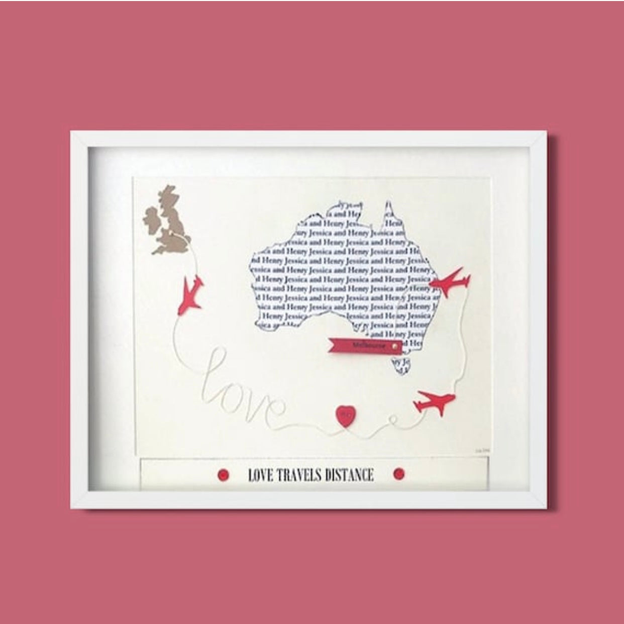 Custom wedding map with aeroplanes and string words Getting married abroad story map