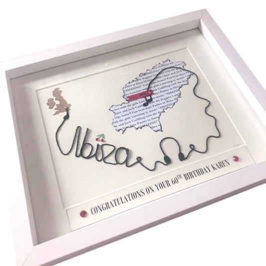 Music Ibiza style print Unique wedding gift Where it all began Ibiza wall art with headphone words personalised travel map