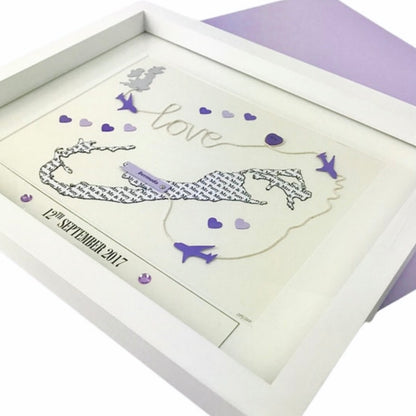 Purple destination wedding map getting married abroad gift