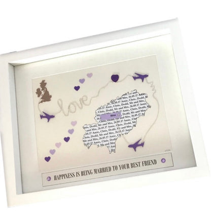 Purple destination wedding map getting married abroad gift