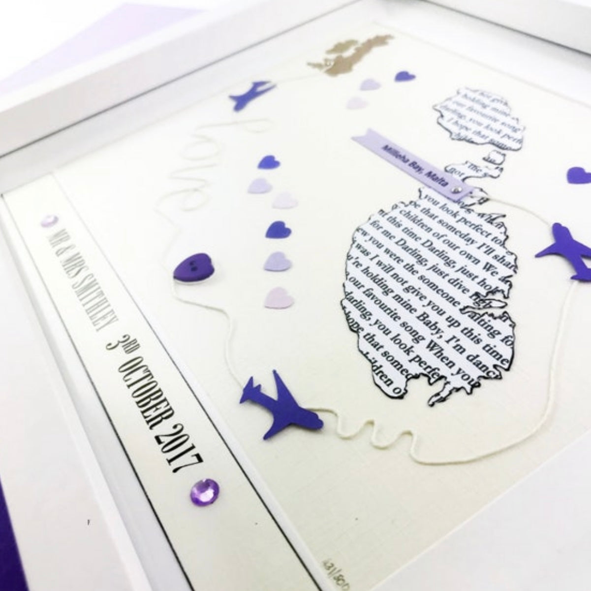 Purple destination wedding map getting married abroad gift