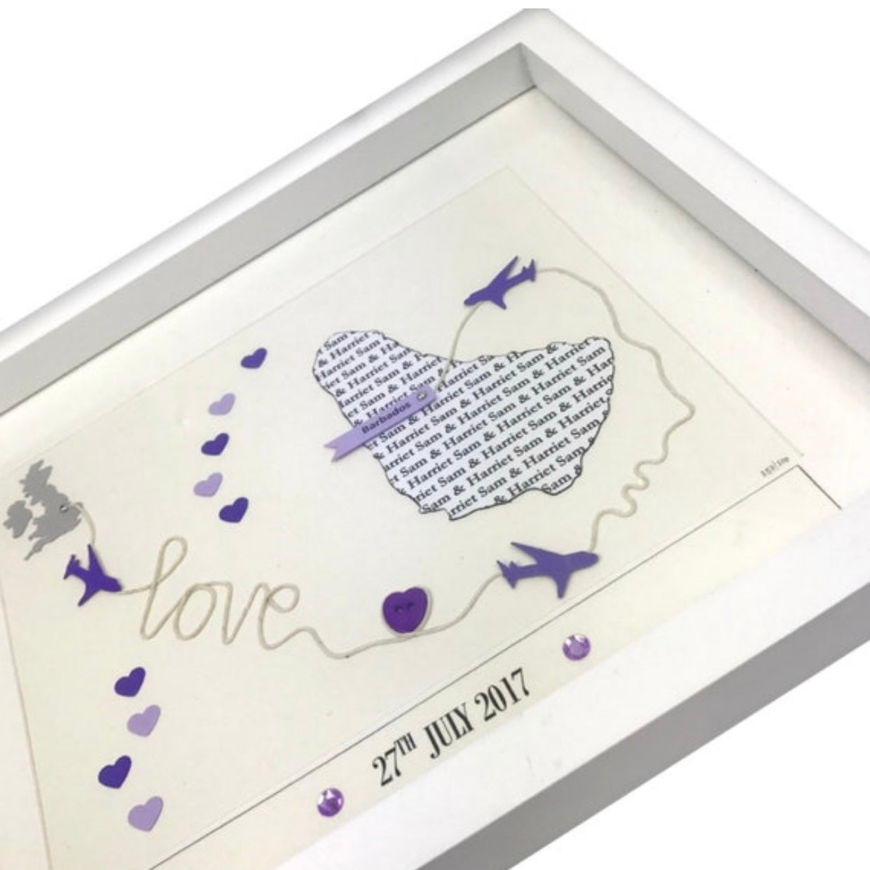 Purple destination wedding map getting married abroad gift