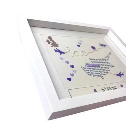 Purple destination wedding map getting married abroad gift