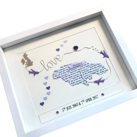 Purple destination wedding map getting married abroad gift