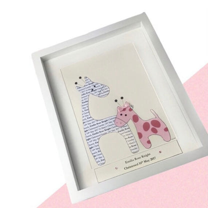 Its a girl new born baby gift, Giraffe baby girl birth details, Personalised baby frame