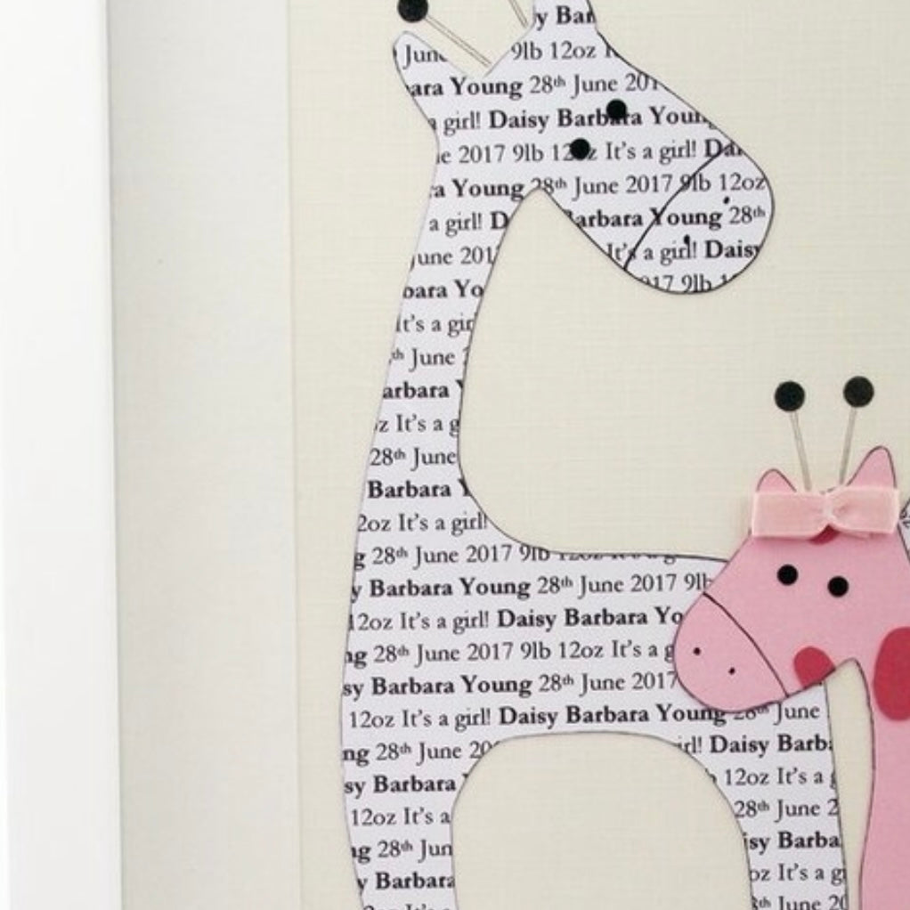 Its a girl new born baby gift, Giraffe baby girl birth details, Personalised baby frame