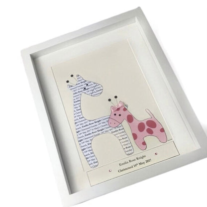 Its a girl new born baby gift, Giraffe baby girl birth details, Personalised baby frame