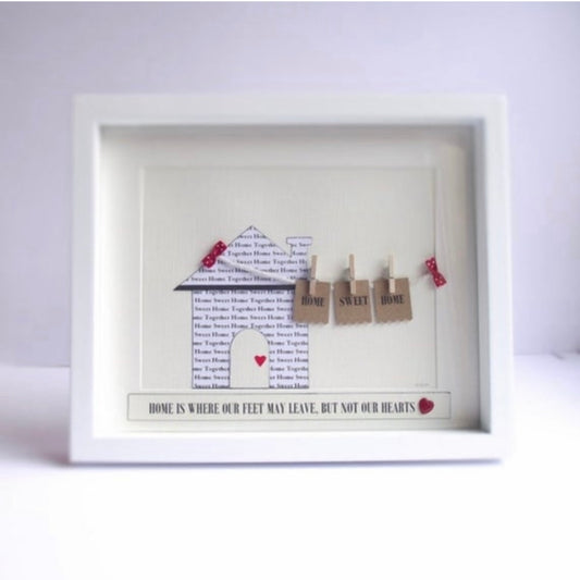 Our first home sweet home, House word art house warming gift with personalised name tags and colour choice