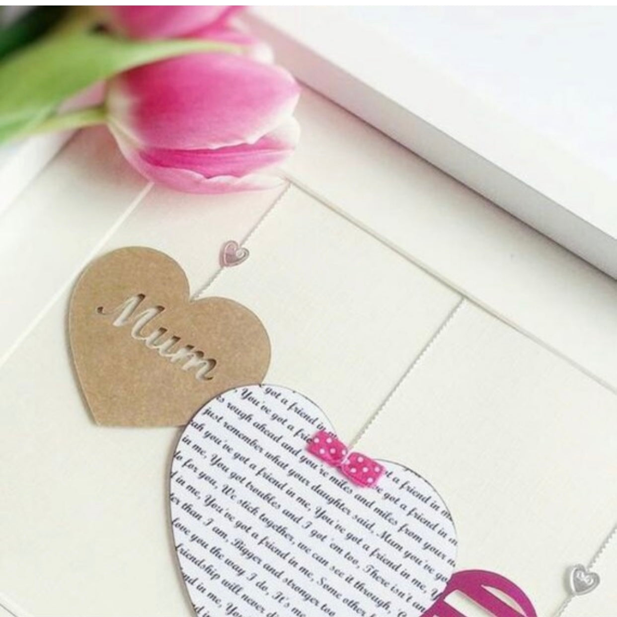 Personalised heart in frame, Gifts for Mums 3 hearts custom text print, Birthday gifts for her